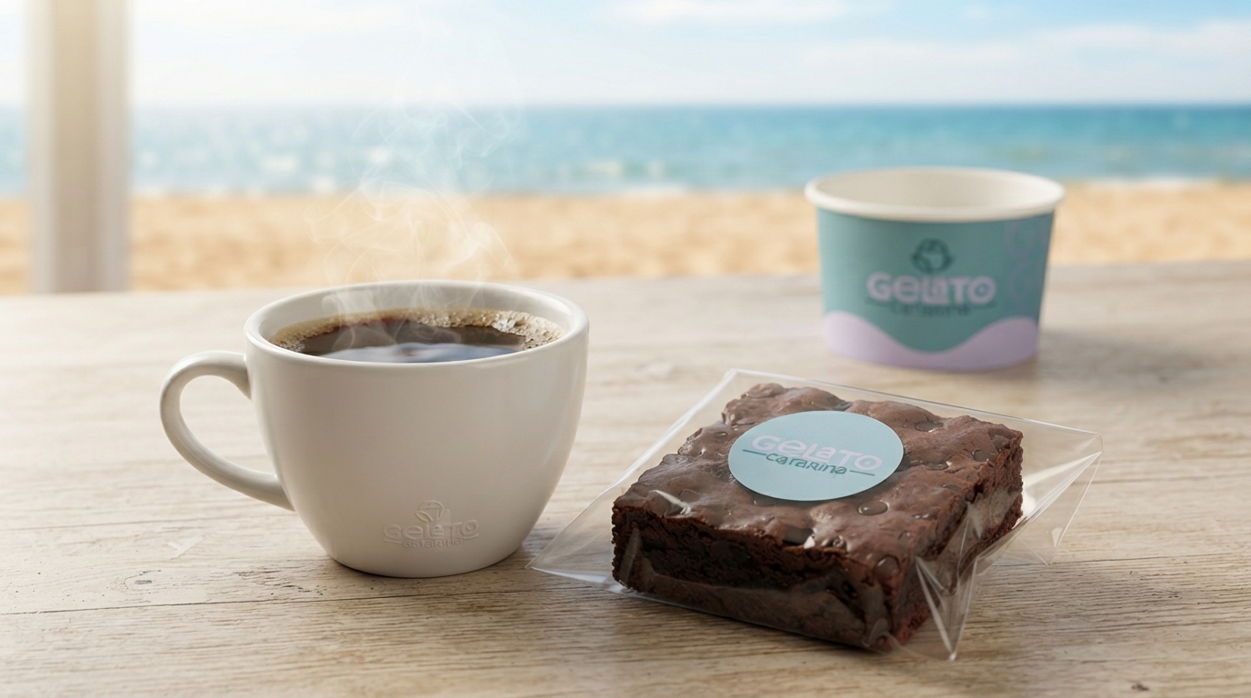 Café coado e brownie da casa