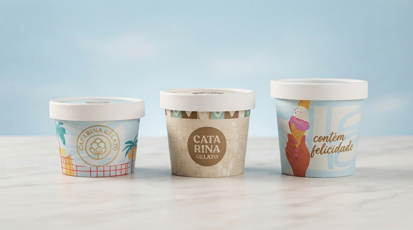 Potes de gelato Catarina de 120 ml, 150 ml e 240 ml